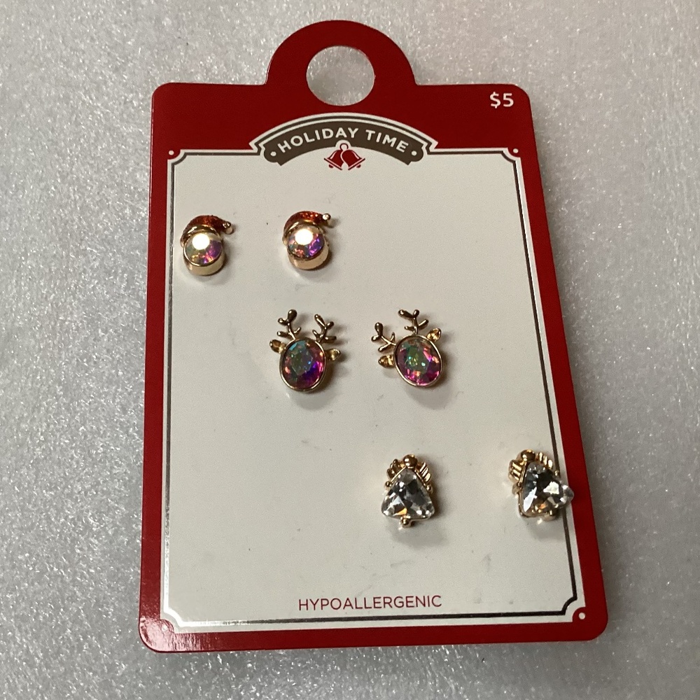 Holiday Time Earrings 3 Pairs New With Tag